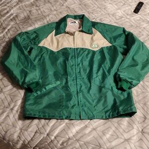 Vintage Swingster Jacket Mens Large Green Beige Full Zip Made in USA 80's Farm